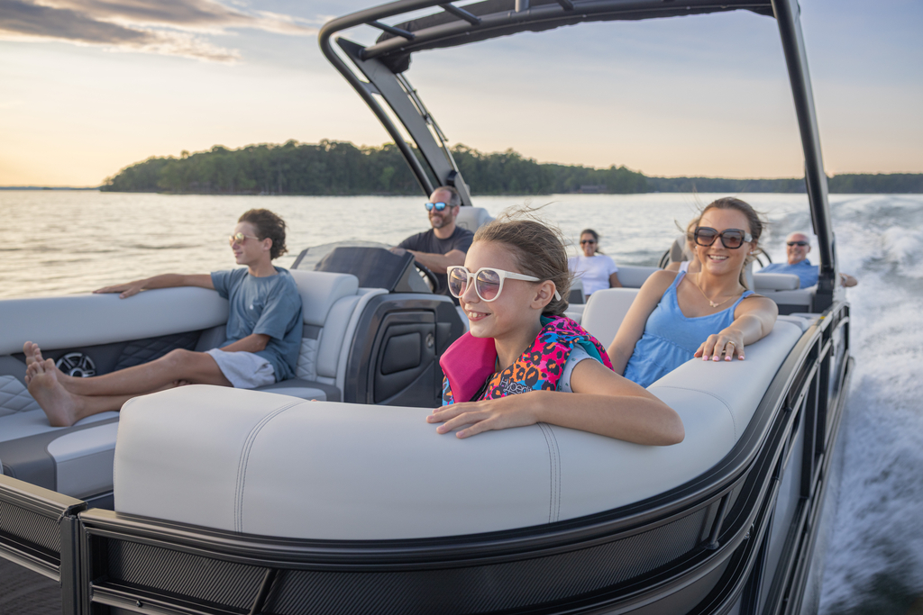 happy family on boat rental